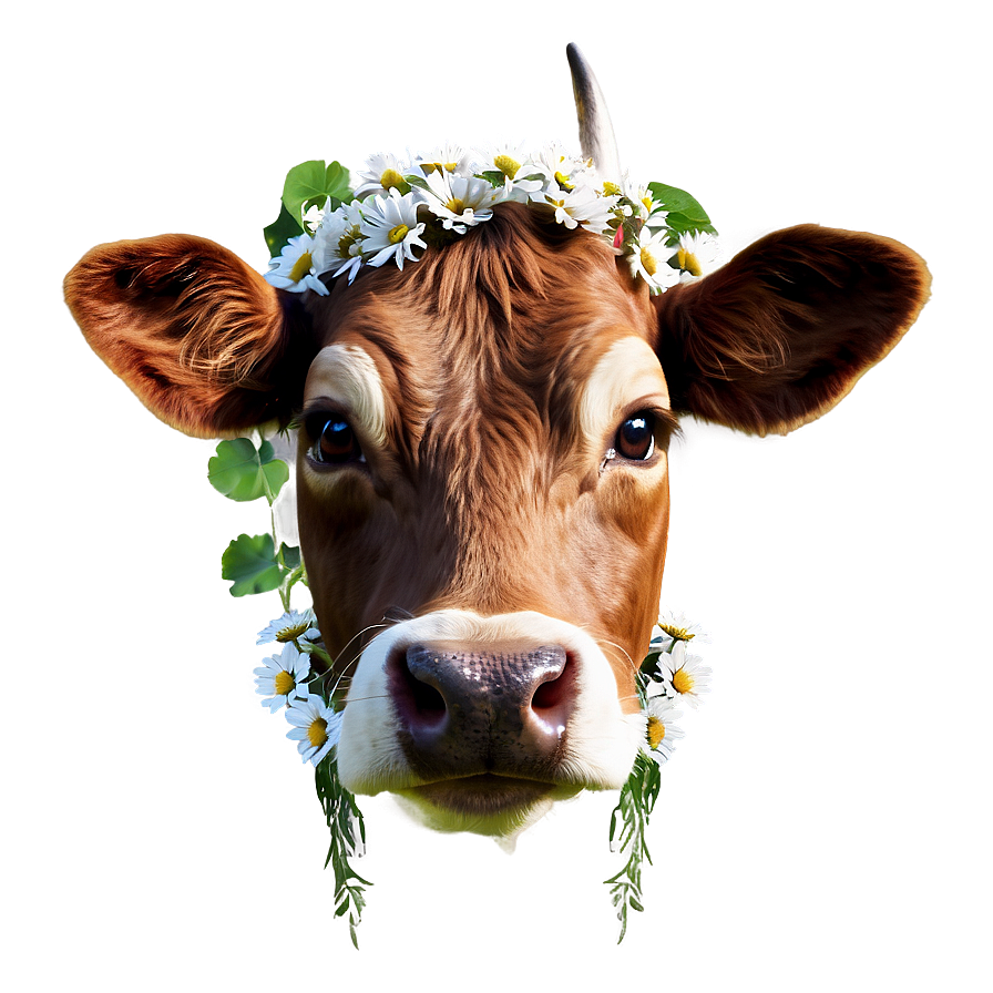 Cow Head With Flowers Png Rub PNG image