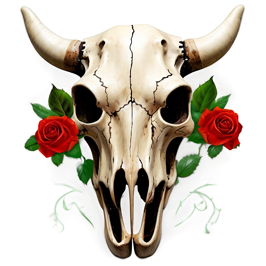 Cow Skull With Roses Png Www PNG image