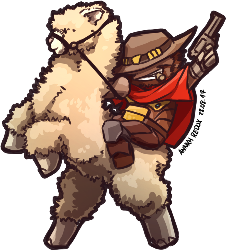 Cowboy Alpaca With Gun Illustration PNG image