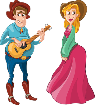 Cowboy Serenade Cartoon PNG image