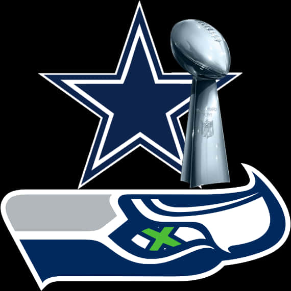 Cowboys Starand Seahawks Logowith Trophy PNG image