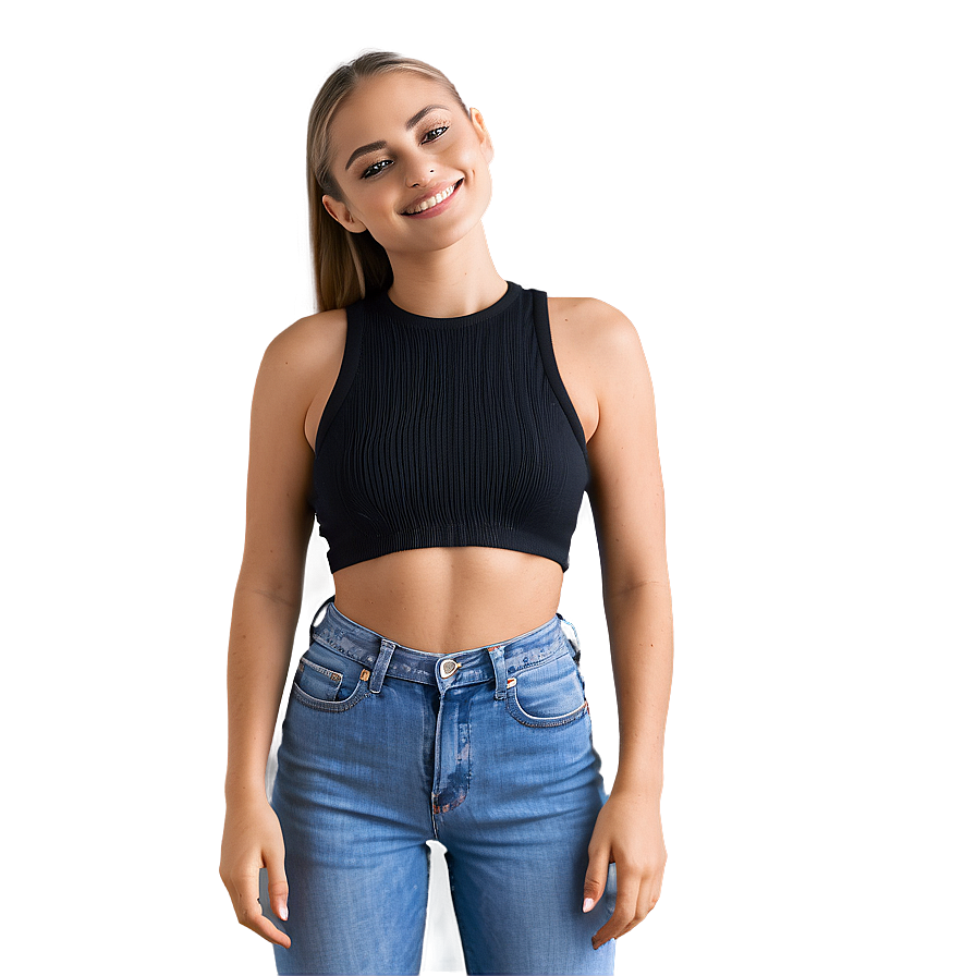 Cozy Black Crop Top Png Qqx48 PNG image