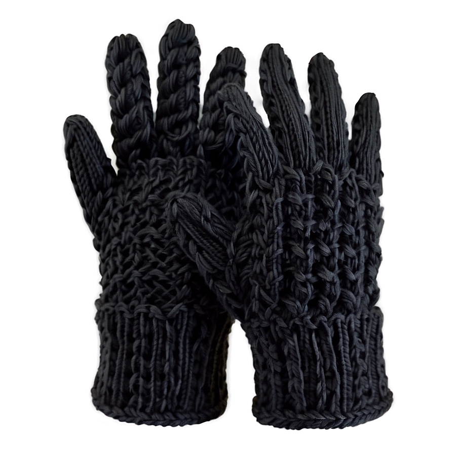 Cozy Black Knit Gloves Png 72 PNG image