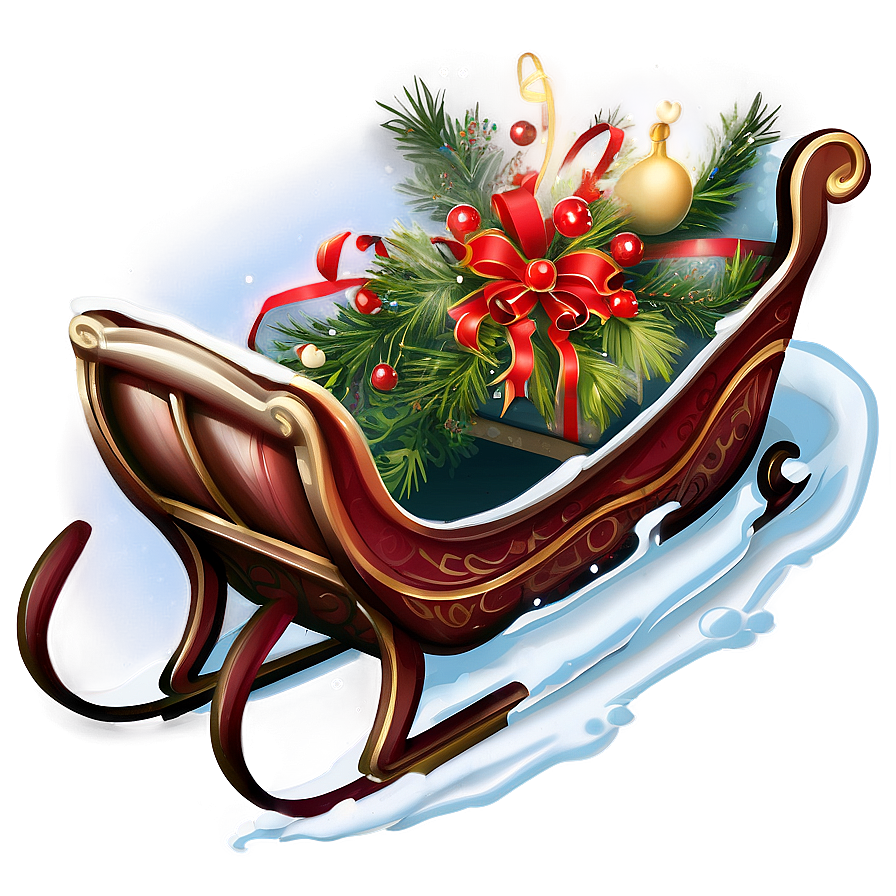 Cozy Christmas Sleigh Scene Png Kfu33 PNG image