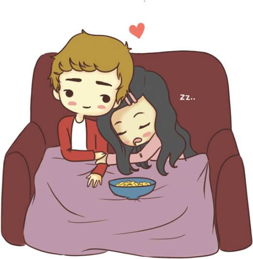Cozy Couple Couch Cuddle.png PNG image