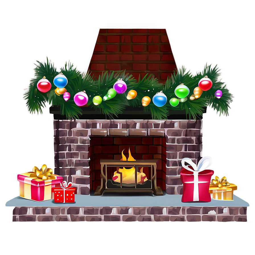 Cozy Merry Christmas Fireplace Png 05032024 PNG image