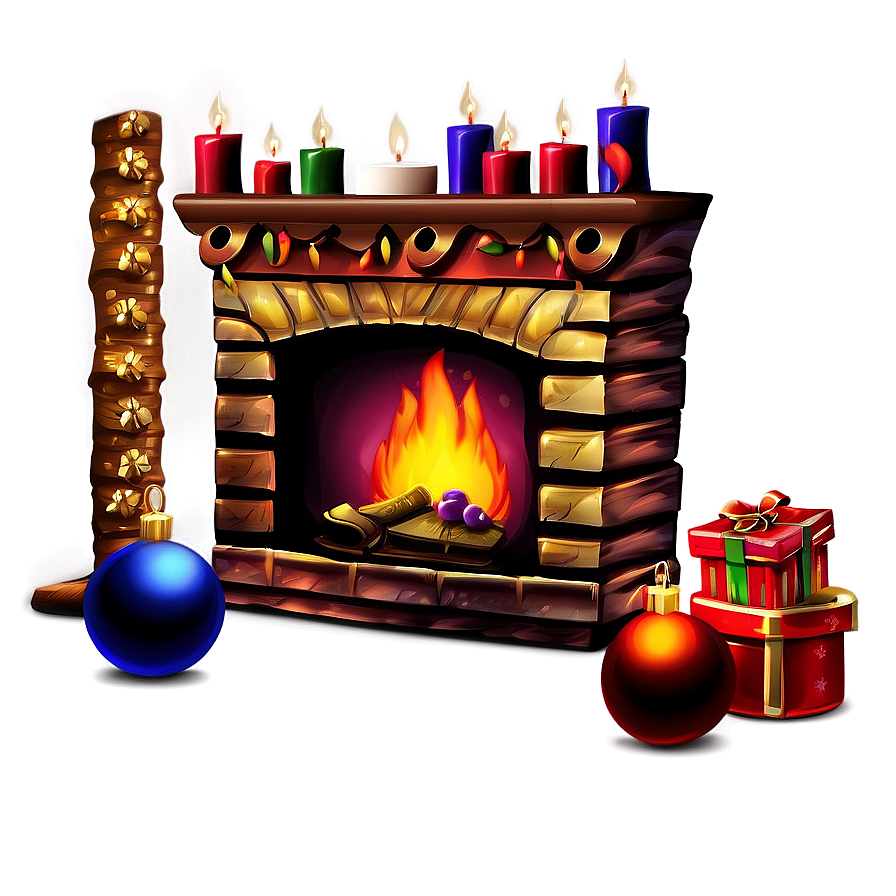 Cozy Merry Christmas Fireplace Png Rpm27 PNG image