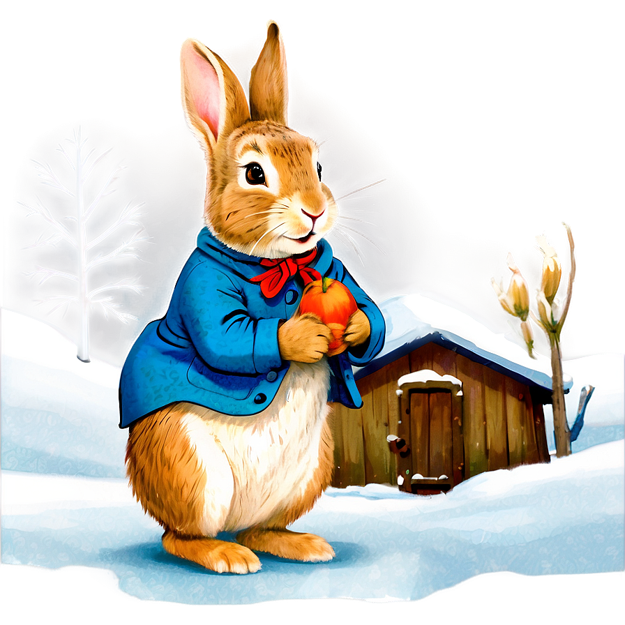 Cozy Peter Rabbit Winter Scene Png 06262024 PNG image