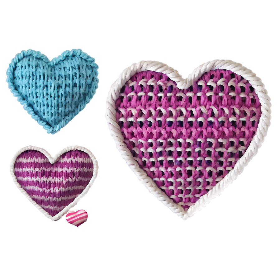 Cozy Valentine's Day Knitted Hearts Png 06202024 PNG image