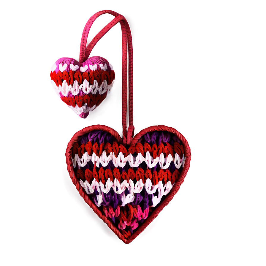 Cozy Valentine's Day Knitted Hearts Png 31 PNG image