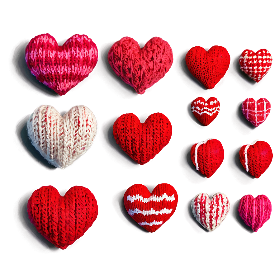 Cozy Valentine's Day Knitted Hearts Png Hxr PNG image