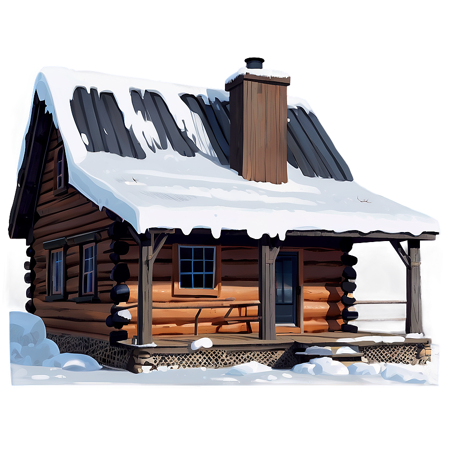 Cozy Winter Cabin Illustration Png 05212024 PNG image