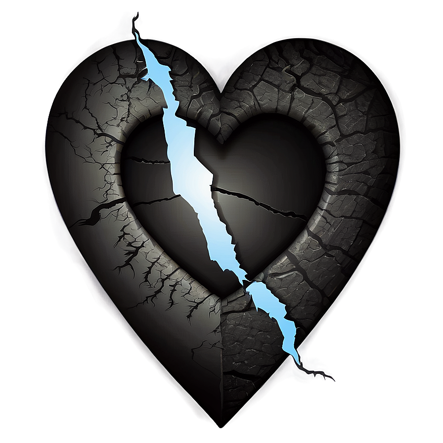 Cracked Black Heart Illustration Png 06252024 PNG image