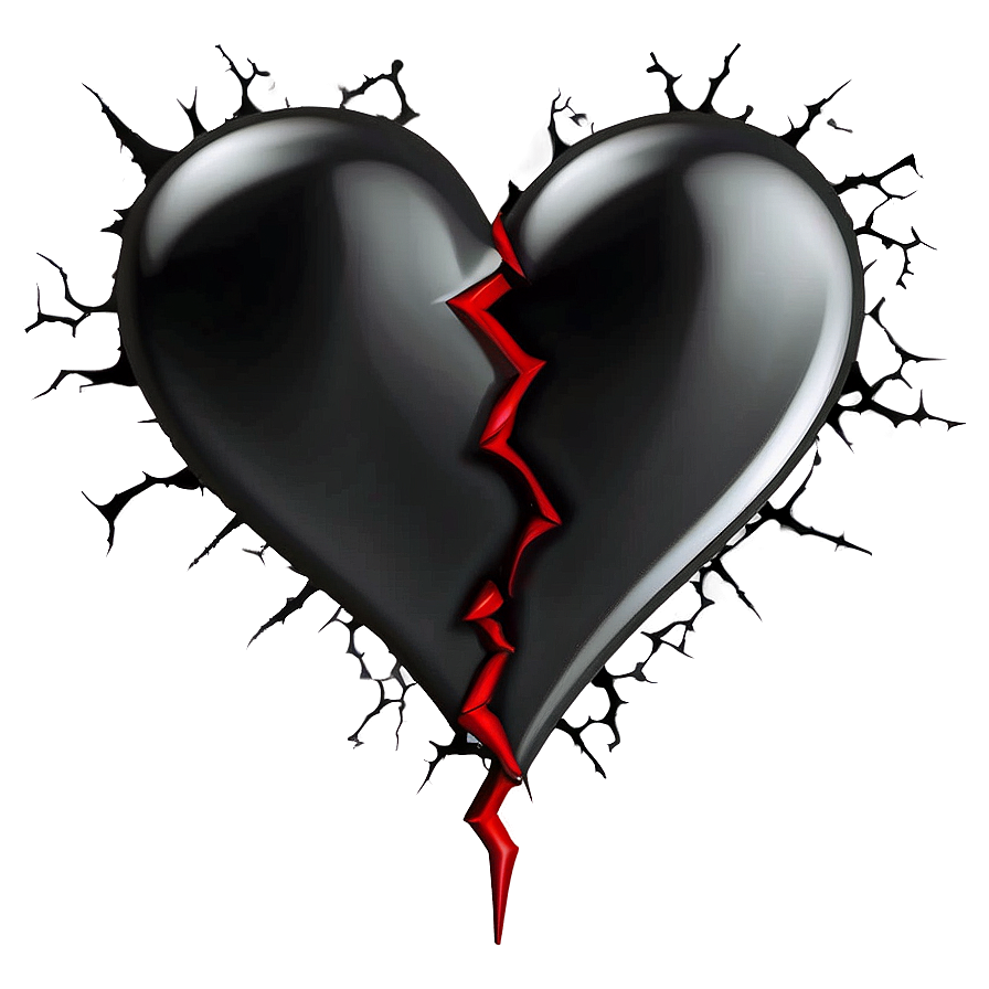 Cracked Black Heart Illustration Png 92 PNG image