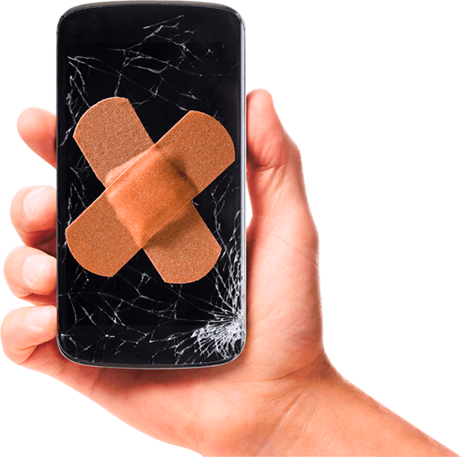 Cracked Screen Smartphonewith Bandaid PNG image