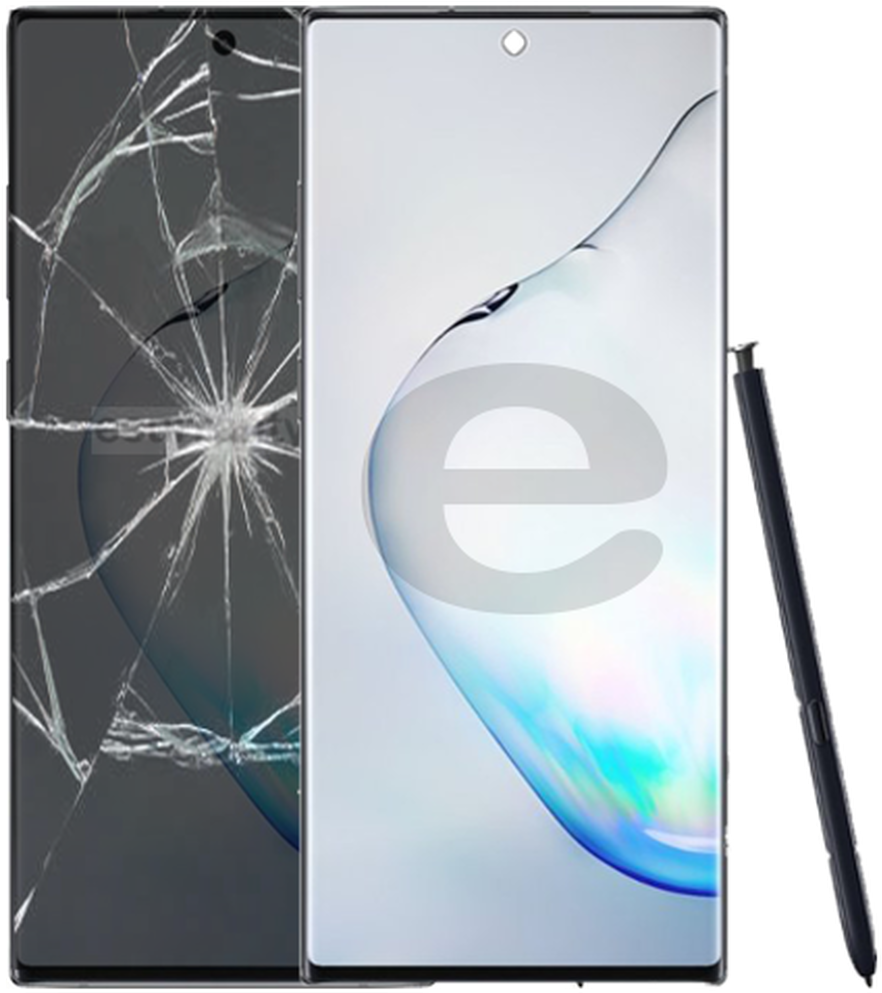 Cracked Screen Smartphonewith Stylus PNG image
