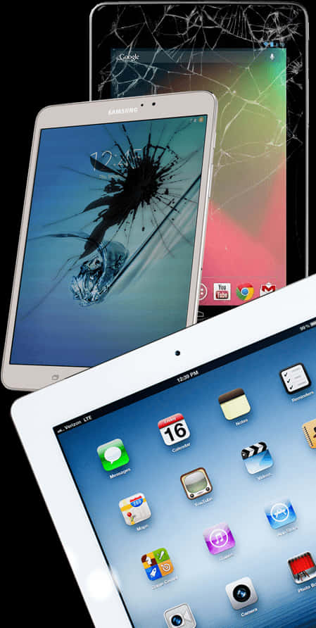 Cracked Screen Tablets Comparison PNG image