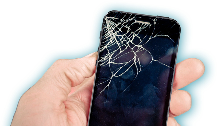 Cracked Smartphone Screen_ Hand Holding PNG image