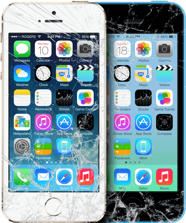 Cracked Smartphone Screens PNG image