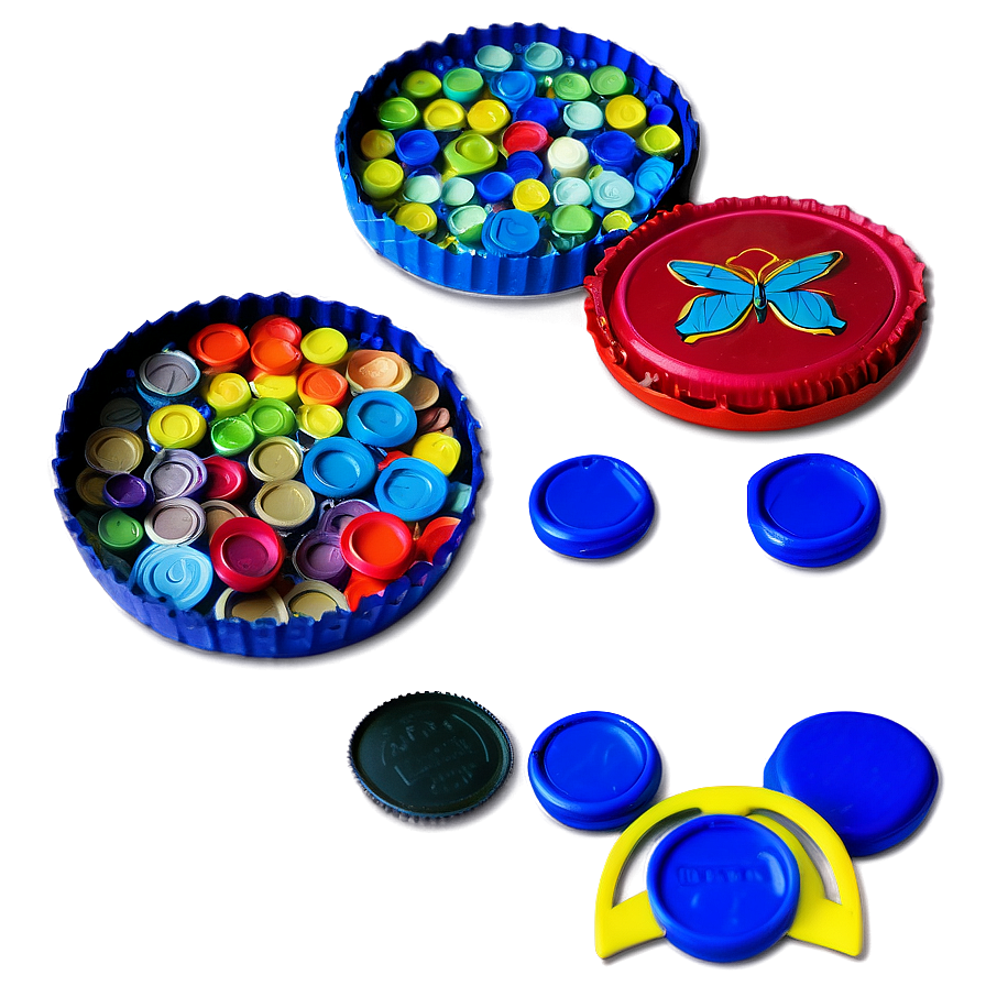 Craft Bottle Cap Assortment Png Low PNG image