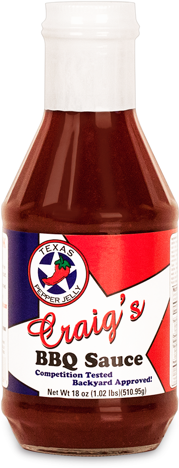 Craigs Texas Pepper Jelly B B Q Sauce Bottle PNG image