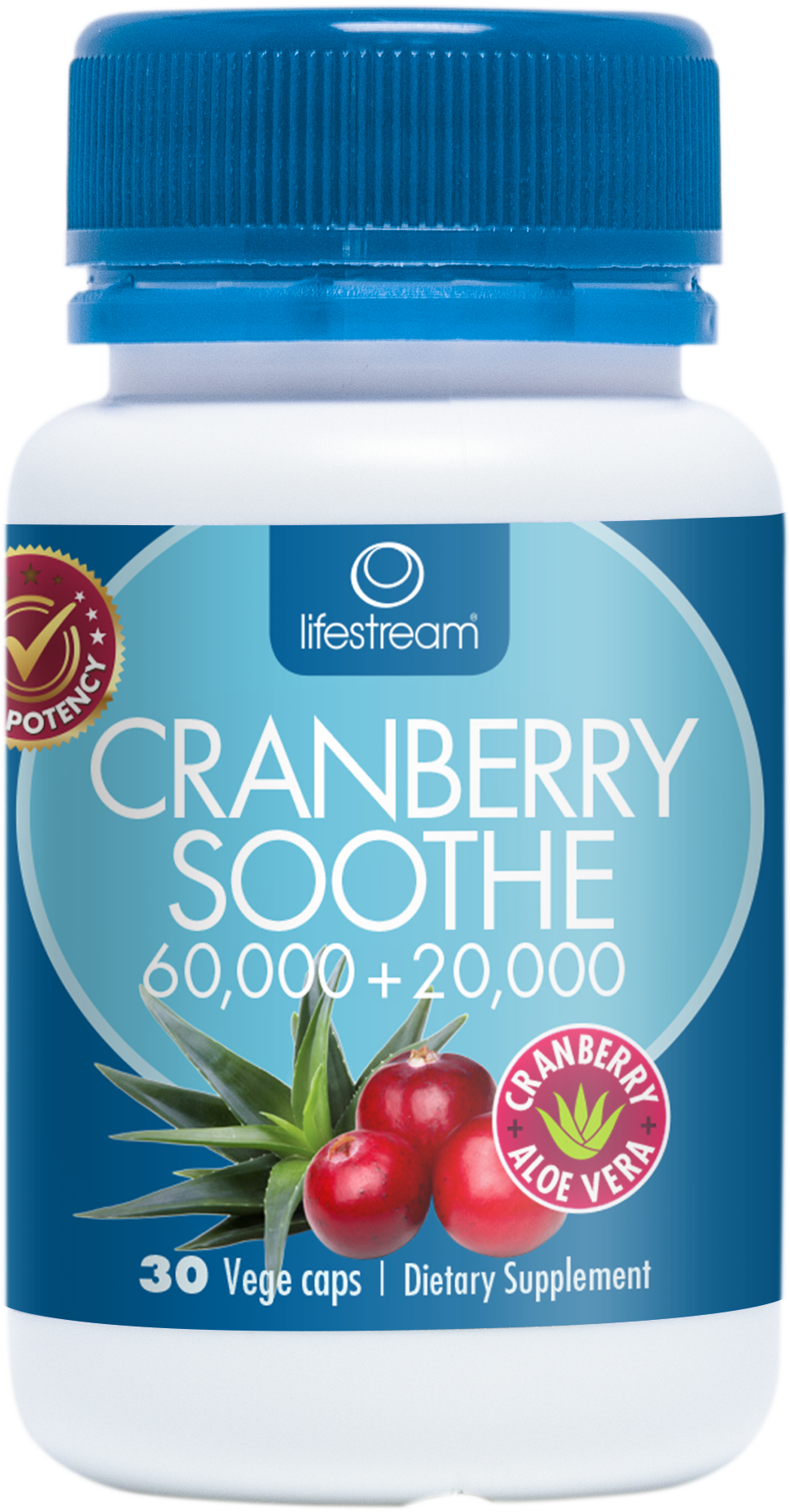 Cranberry Soothe Supplement Bottle PNG image