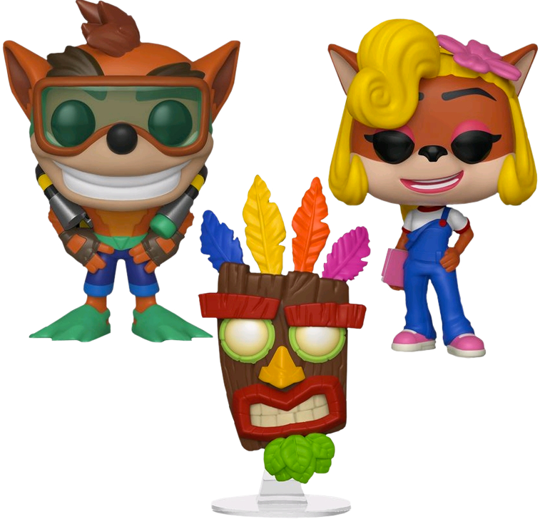 Crash Bandicoot Characters Figurines PNG image