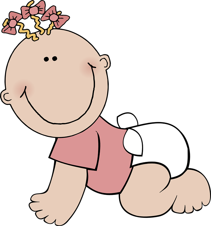 Crawling Cartoon Babywith Bow PNG image
