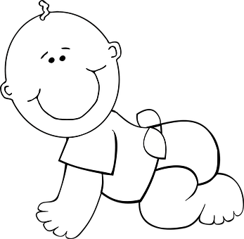 Crawling Smiling Baby Cartoon PNG image