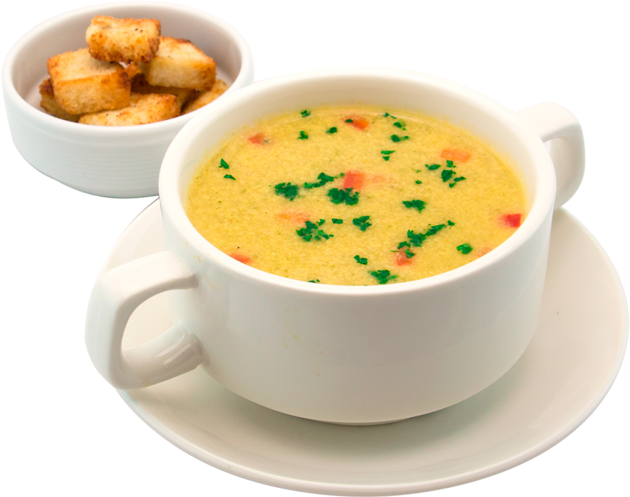 Creamy Vegetable Soupwith Croutons PNG image