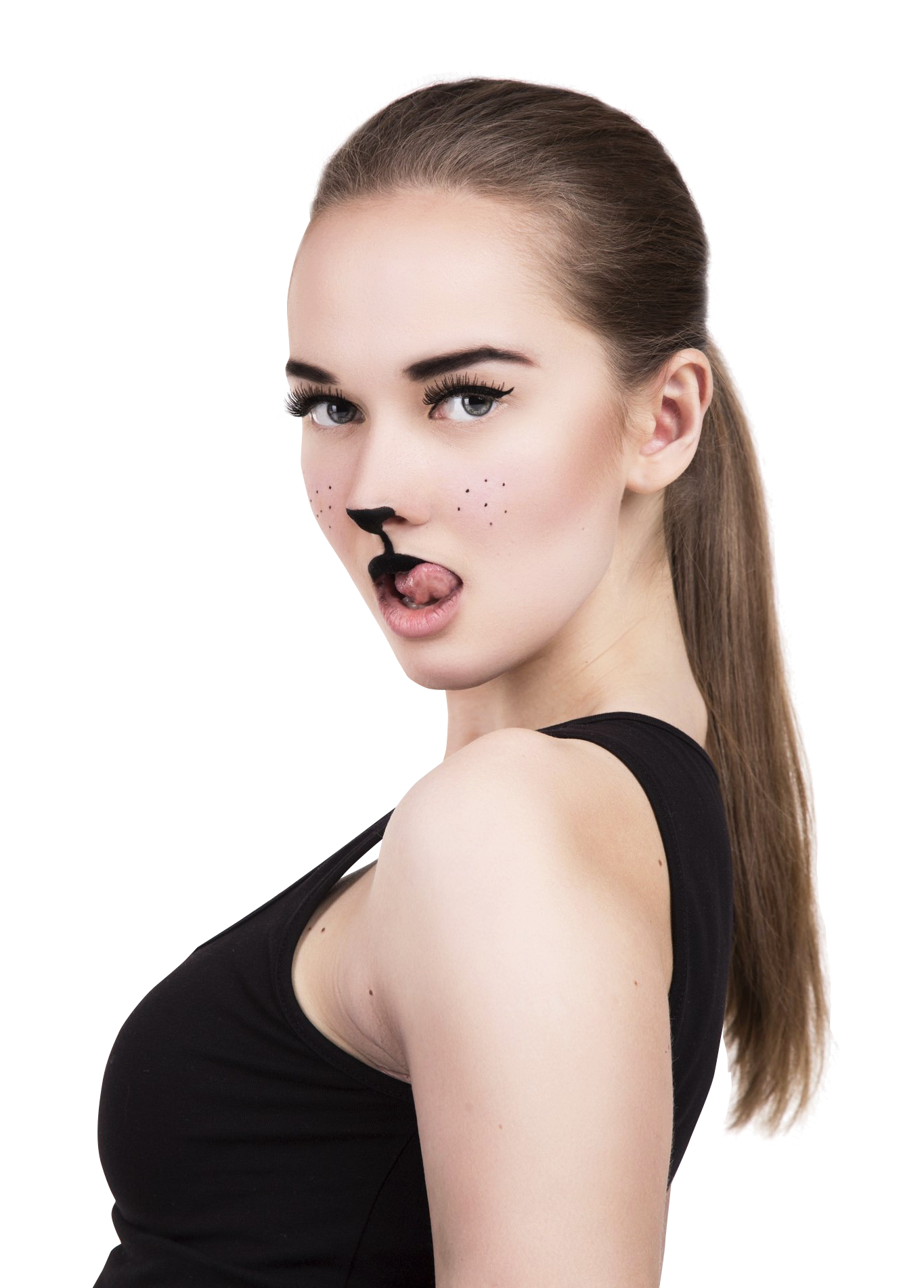 Creative Cat Makeup Portrait PNG image