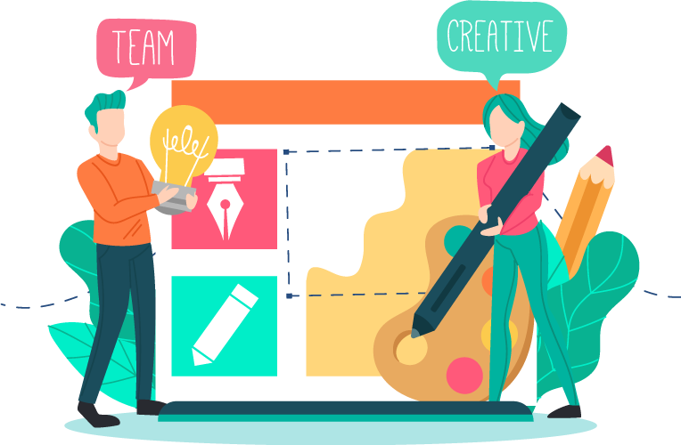 Creative Team Design Process Illustration PNG image