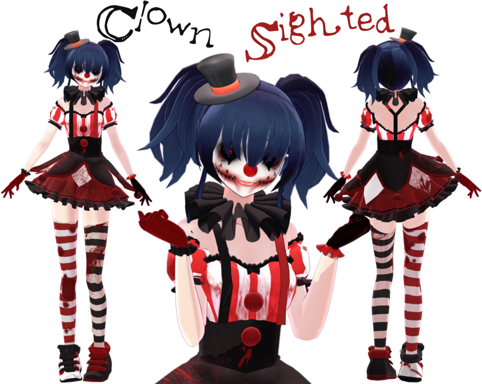 Creepy Anime Clown Character PNG image
