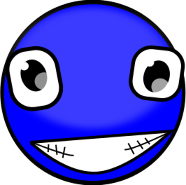 Creepy Blue Cartoon Face PNG image