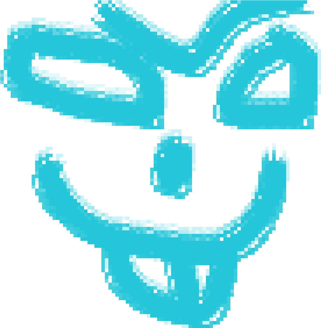 Creepy Blue Face Pixel Art PNG image