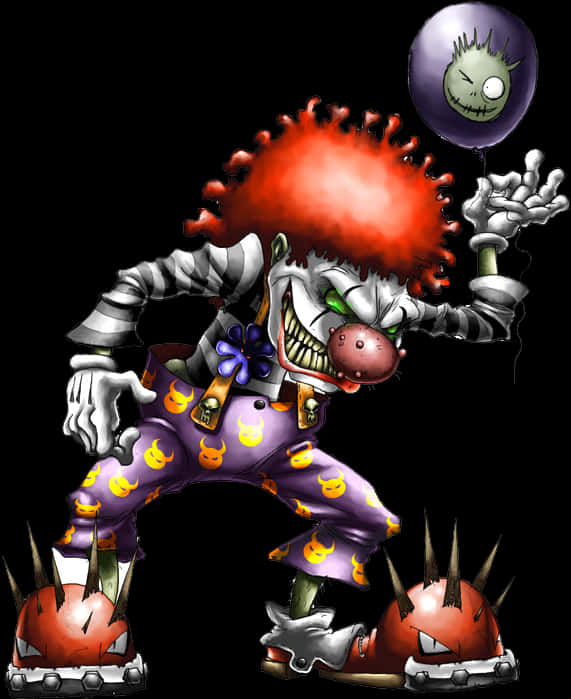 Creepy Clown Holding Balloon.jpg PNG image