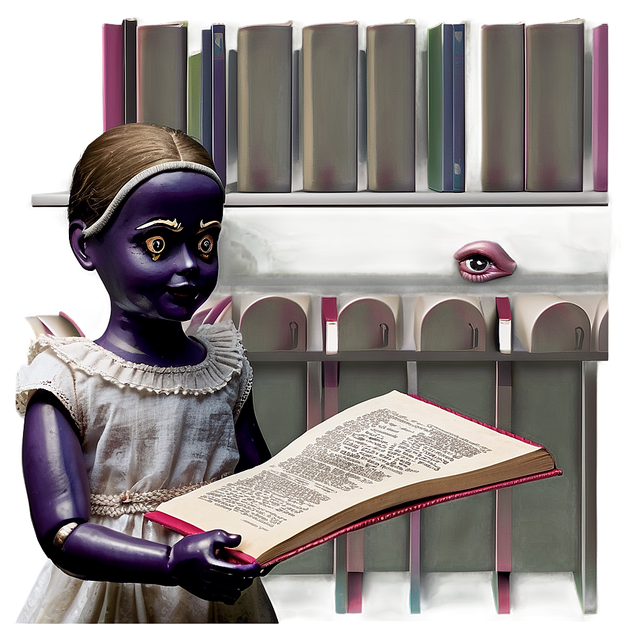 Creepy Doll With Book Png 06252024 PNG image