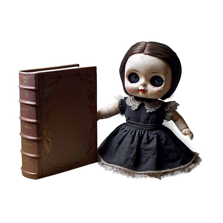 Creepy Doll With Book Png Dmf45 PNG image