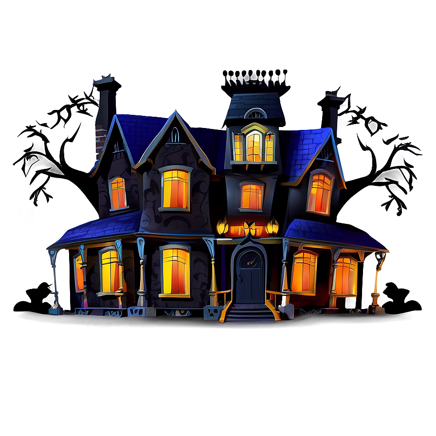 Creepy Halloween Cartoon Mansion Png 06252024 PNG image