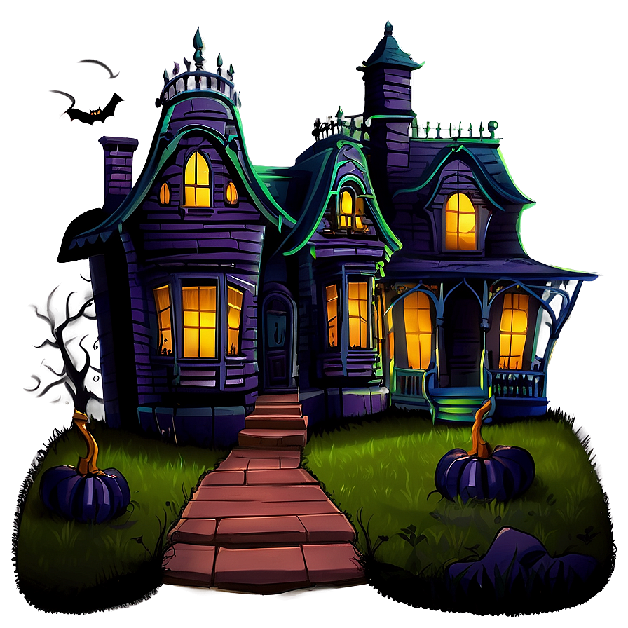 Creepy Halloween Cartoon Mansion Png Wvn80 PNG image