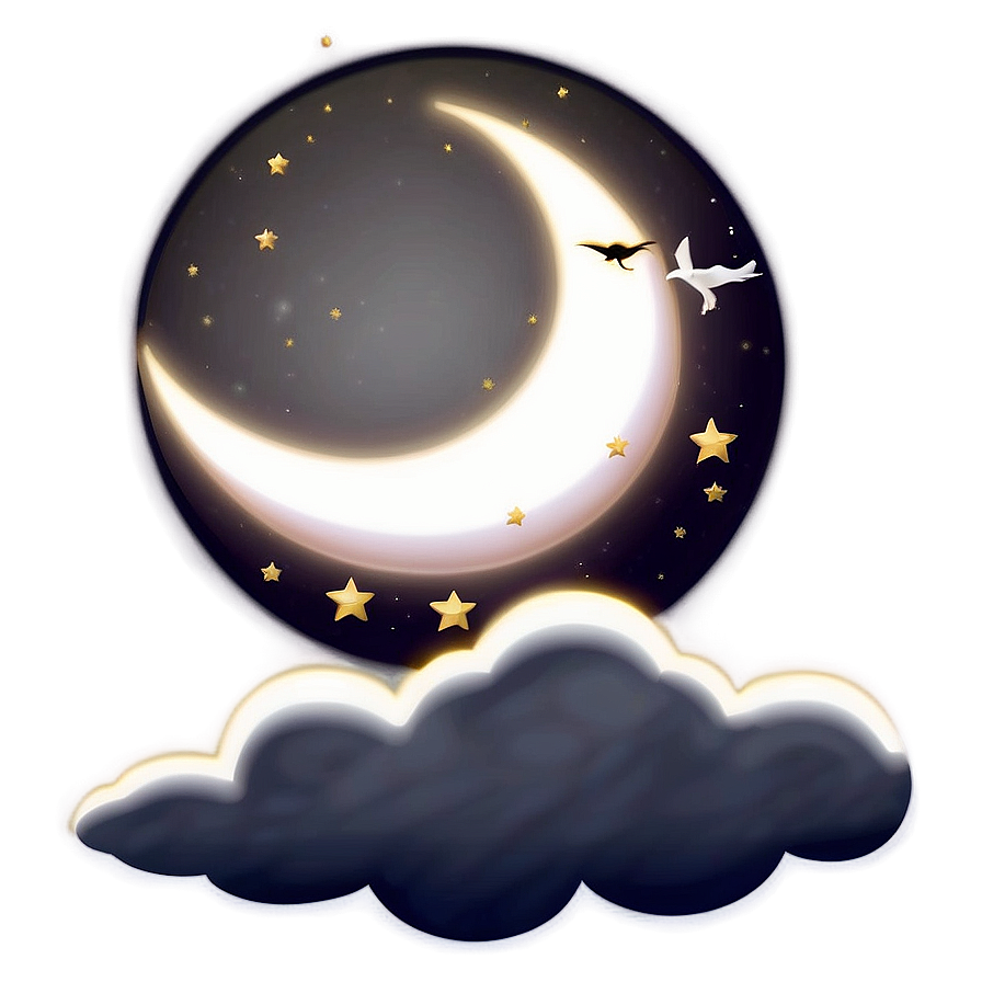 Crescent Moon And Clouds Png 48 PNG image