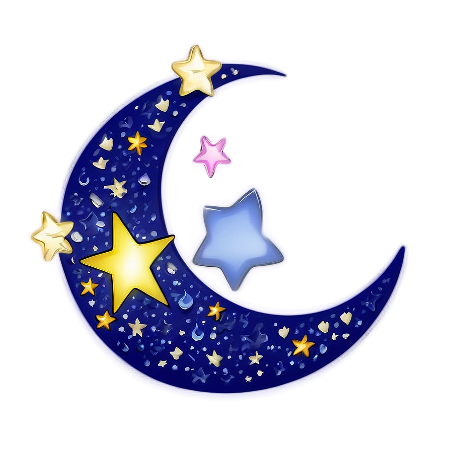 Crescent Moon And Stars Png Hbs33 PNG image