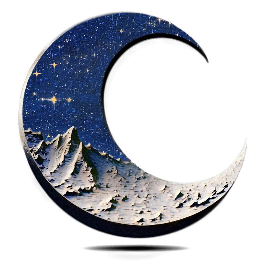 Crescent Moon Over Mountains Png 71 PNG image