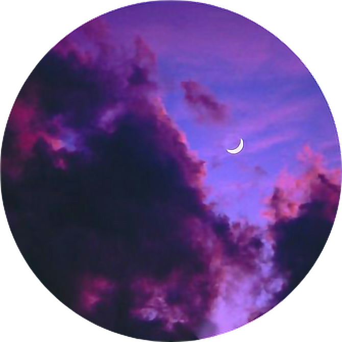 Crescent Moon Through Purple Clouds PNG image