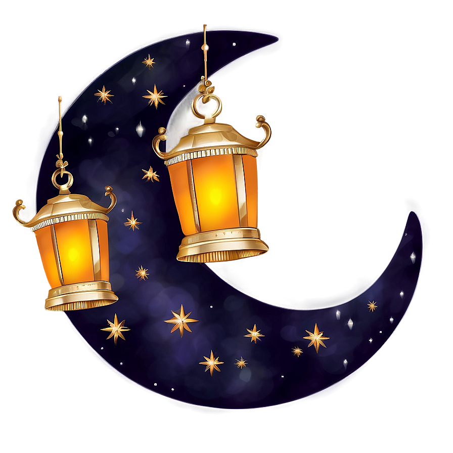 Crescent Moon With Lanterns Png Jna14 PNG image