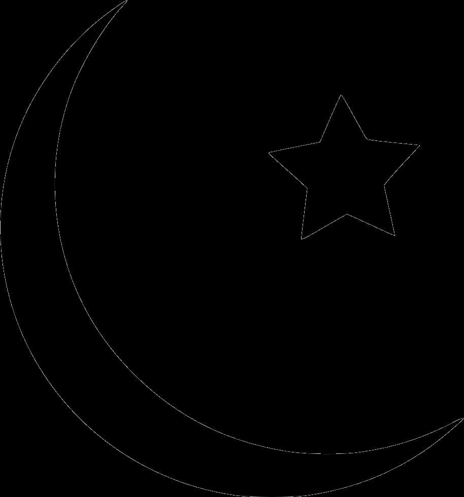 Crescent Moonand Star Outline PNG image