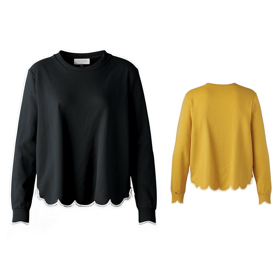 Crewneck Top With Scallop Hem Png 06272024 PNG image