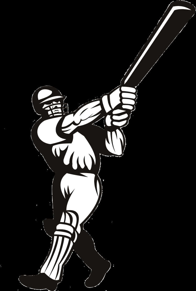 Cricket Batsman Action Silhouette PNG image