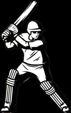 Cricket Batsman Ready Position Vector PNG image