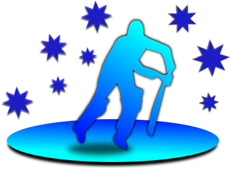 Cricket Batsman Silhouette Stars Background PNG image